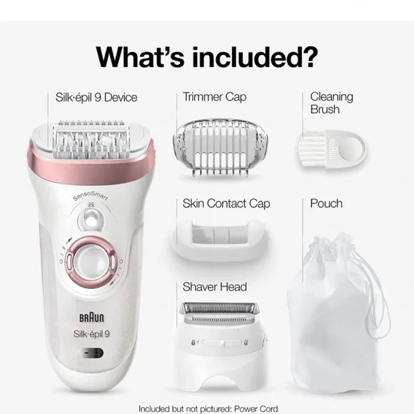 Braun Silk-épil 9 Rose Gold Wet & Dry Epilator/Shaver Head & 4 Extras SES9-720. - Picture 6 of 6